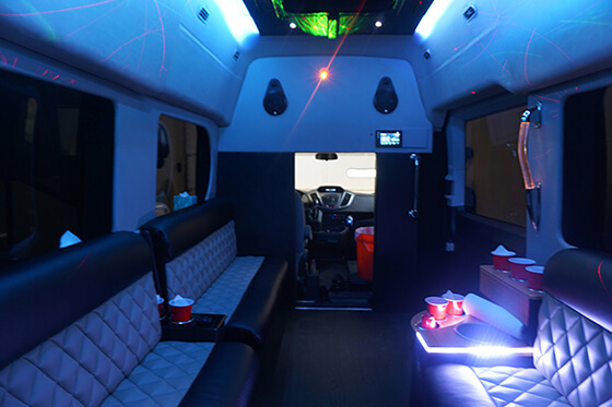Party van with laser lights